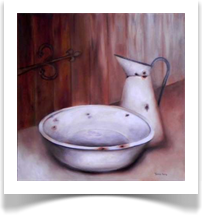 White pitcher and bowl